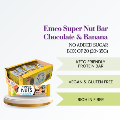 Emco Super Nut Bar Chocolate & Banana Sugar Free 35g Halal (Box of 20)