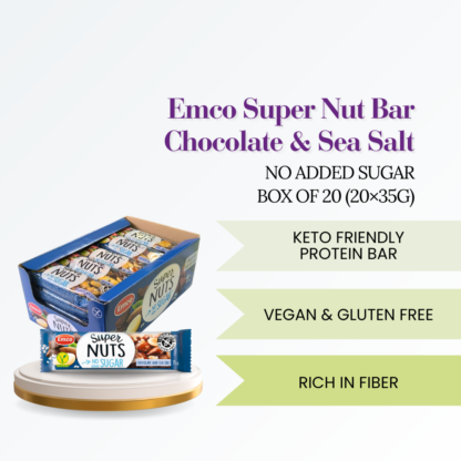 Emco Super Nut Bar Chocolate & Sea Salt Sugar Free 35g Halal (Box of 20)