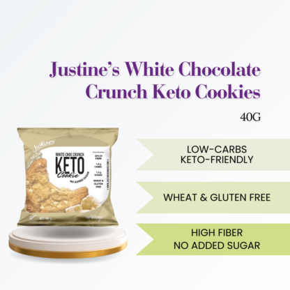Justines Keto Cookie, White Choc Crunch 40g Halal