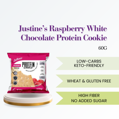 Justines Protein Cookie, Raspberry White Choc 60g Halal